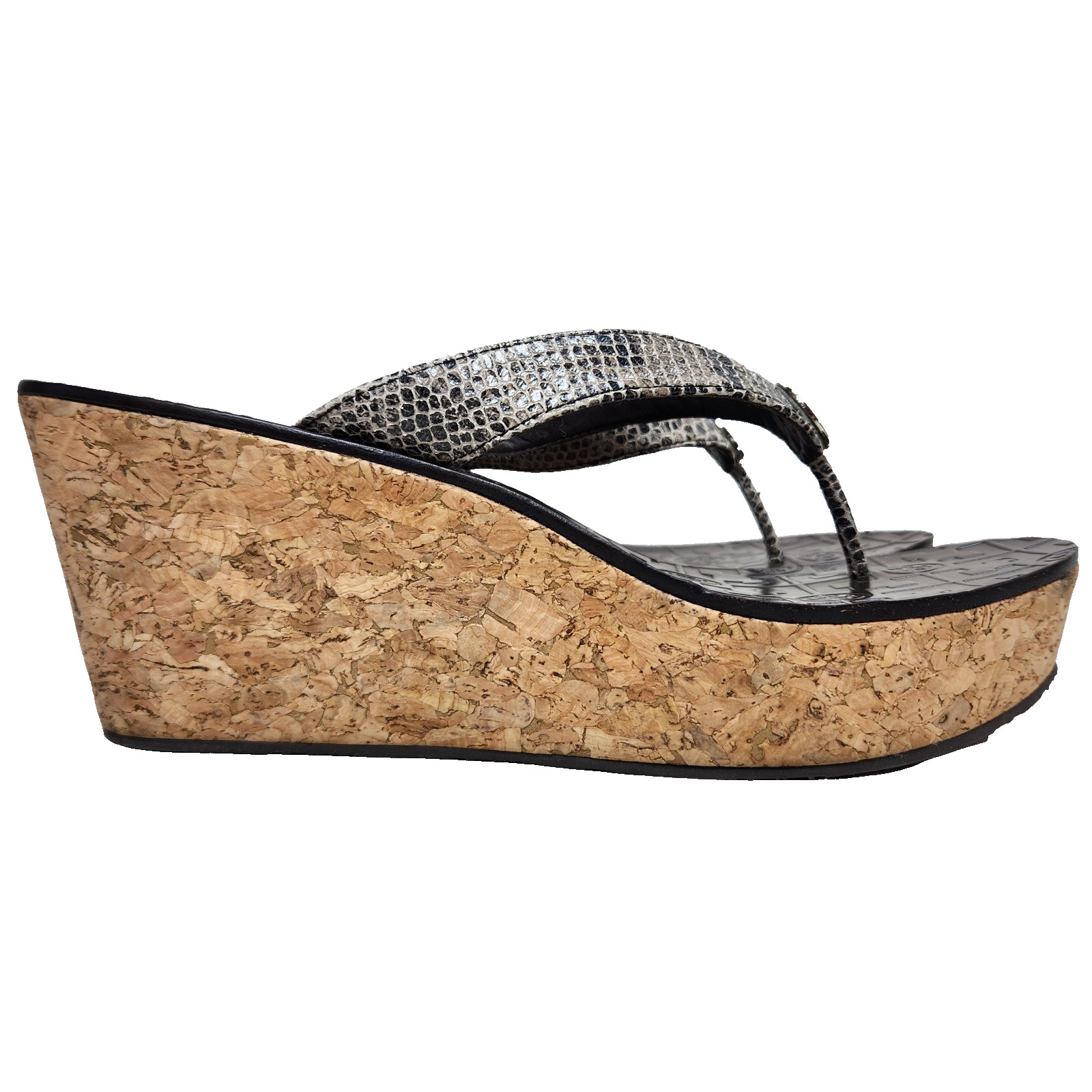 TORY BURCH Python Platform Wedge Logo Thong Sanda… - image 5