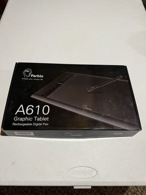 Parblo A610 Drawing Graphics Tablet w/ Rechargeable Pen & 8 Express Keys w/Box