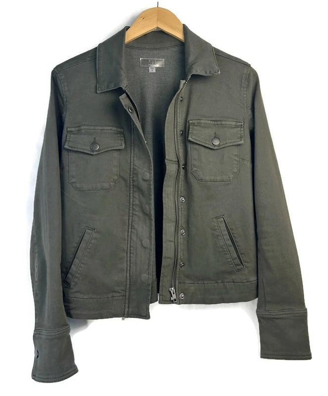 Kut from the Kloth Amanda Boxy Jacket Tree Green Twill Women's Small - Image 3 of 4