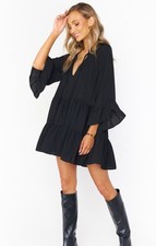 Show Me Your Mumu Revolve Viola Tiered Mini Dress Flowy Black Dress Small