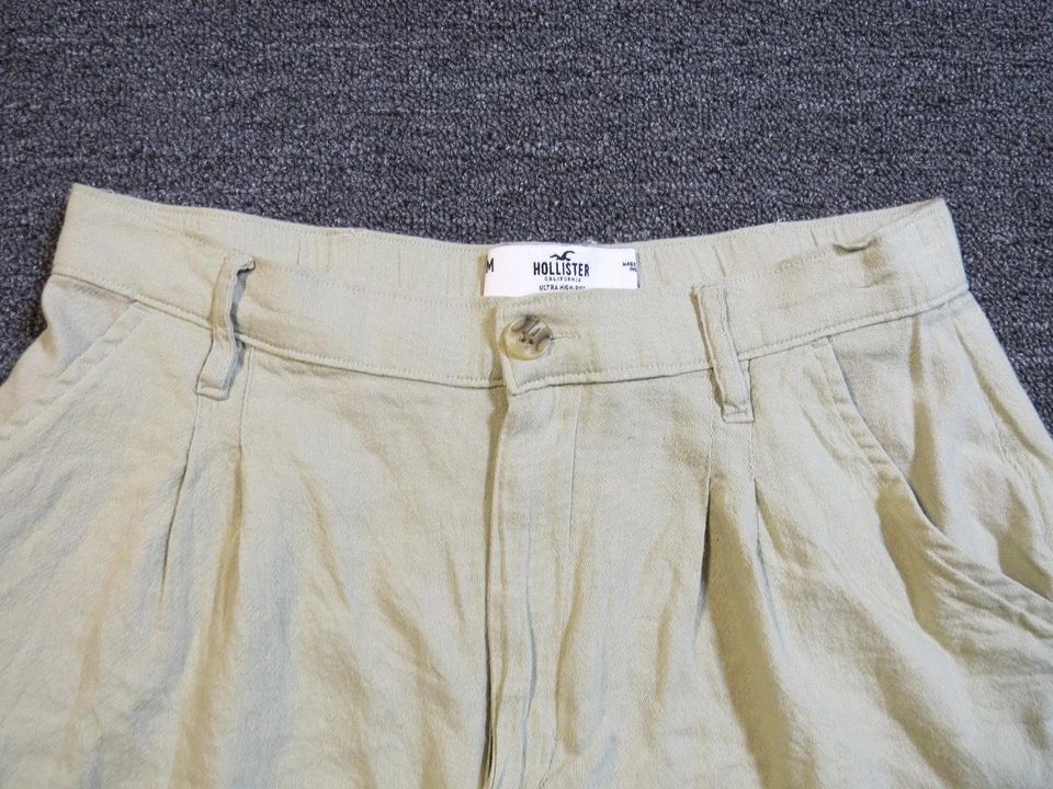 Pantalones Cortos Hollister Mujer Medianos Beige Ultra Alto Tiro Mezcla de Lino Informales Verano Foto 2 de 4