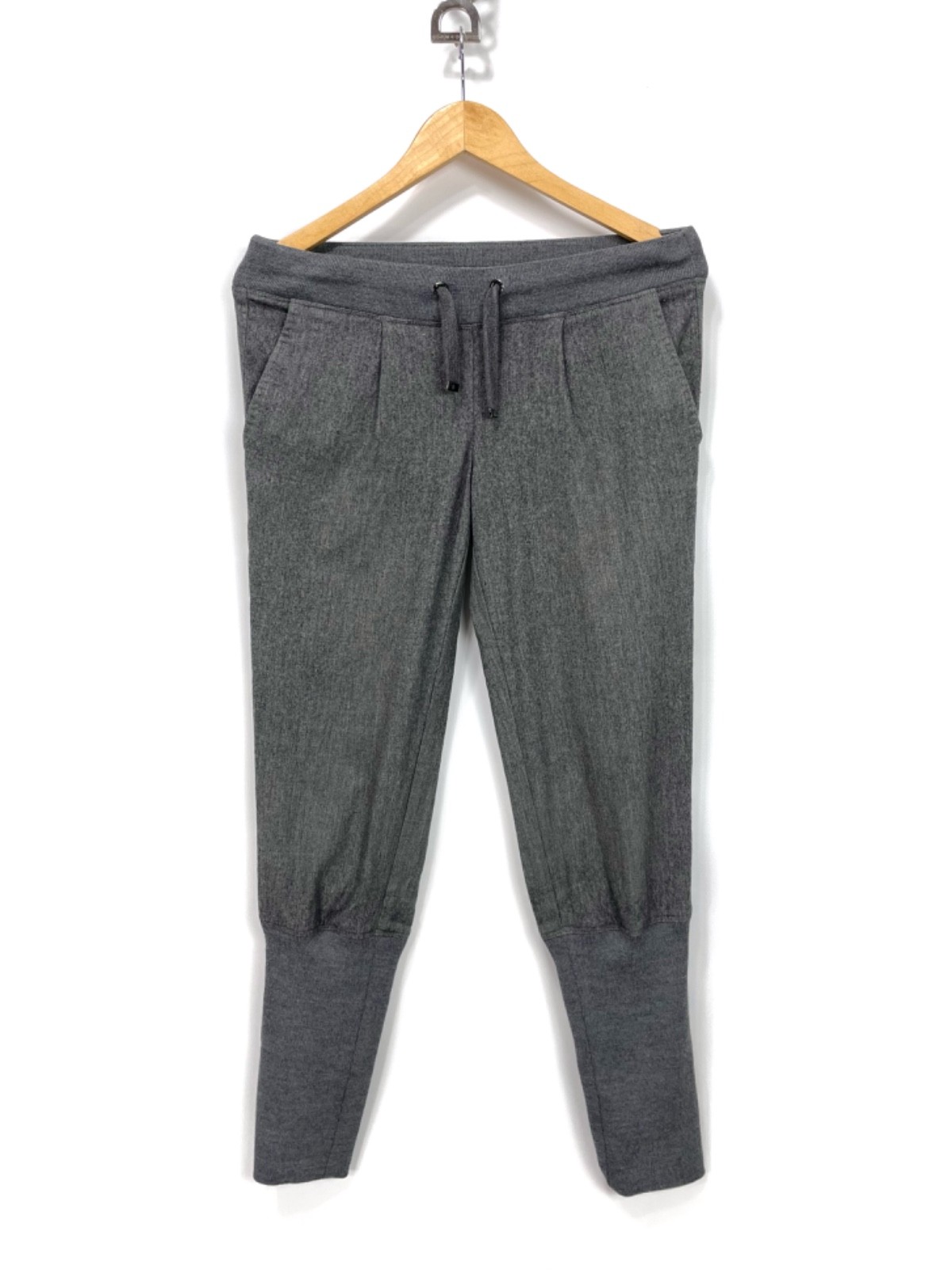 Moncler Gray 100% Wool Jogger Pants Pantalone Con Coulisse, Size 40 IT