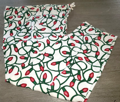 mens FLANNEL CHRISTMAS SLEEP PANTS LOUNGE WEAR LIGHT BULBS MEDIUM COTTON CUTE!