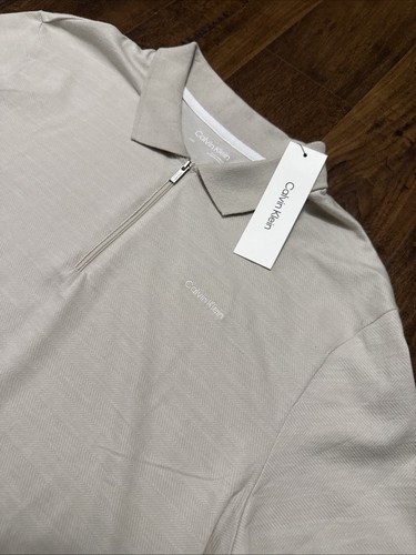 Nuevo con etiquetas Camisa Polo Calvin Klein Manga Corta Cremallera Algodón Sin Blanquear Para Hombre L - Imagen 2 de 8