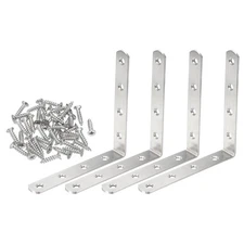 4 Pcs Metal l Brackets, 125mm x 125mm 90 Degree l Bracket Corner Braces, Silver
