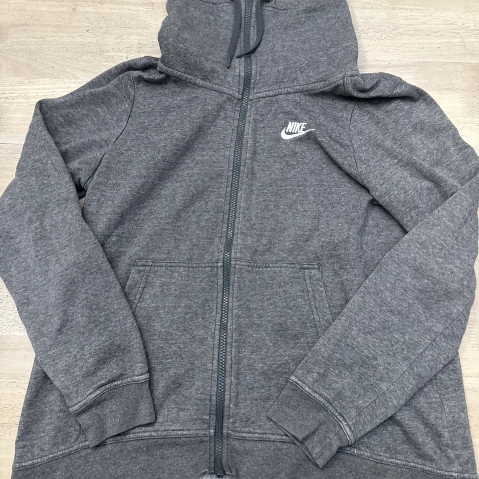 Sudadera con capucha cuello embudo Nike para mujer 895209-071 cremallera completa talla M gris Foto 2 de 4