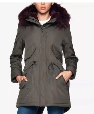 S13 Women's Luxe CanyonLined Parka With Faux Fur Wine color Sz S