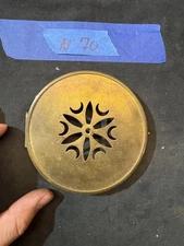 (N70) Antique French Mantel Clock Pierced Brass Back Door 4"