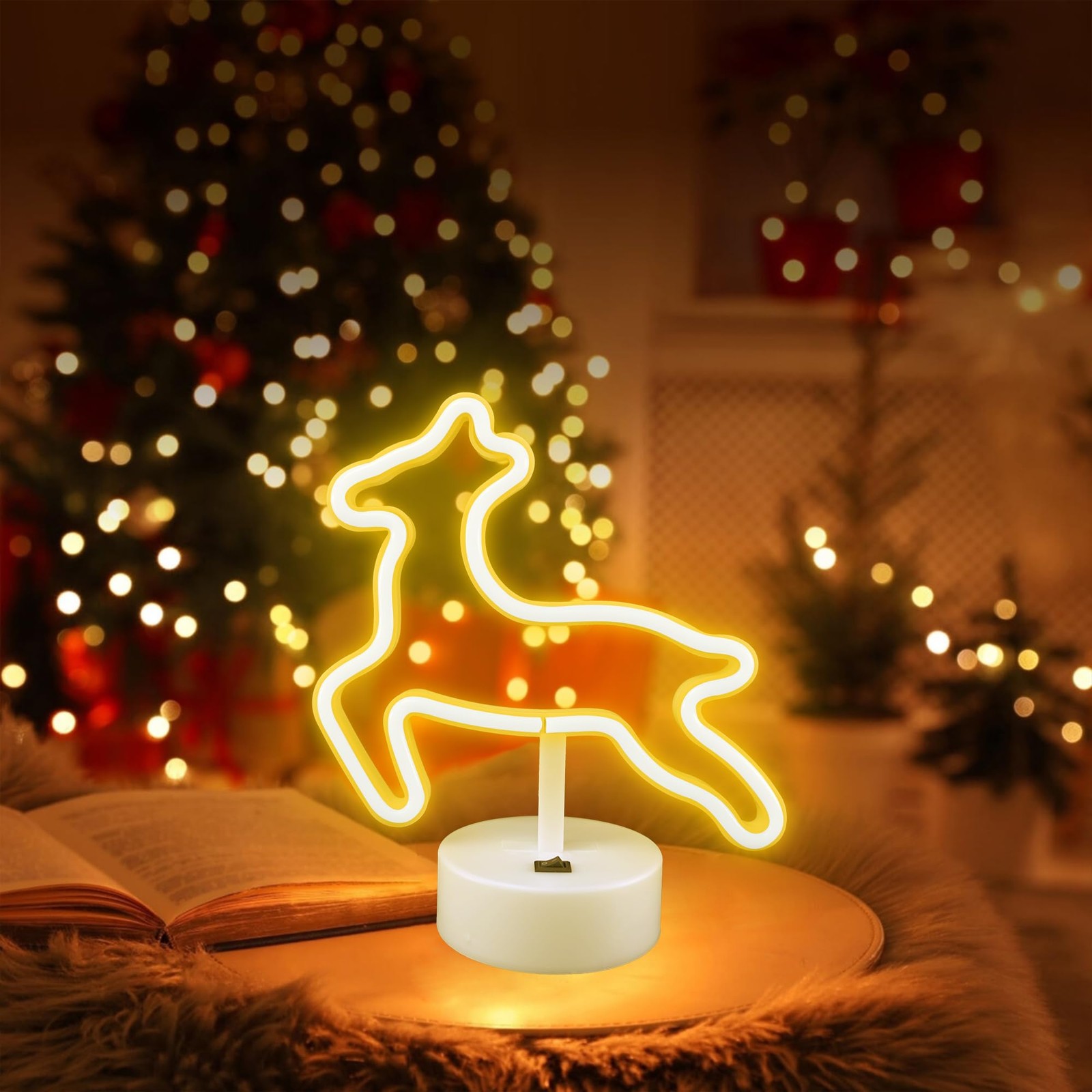 Aslanka Neon Bright Deer LED Light Decorazione di base USB/Luce notturna senza