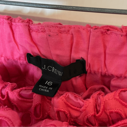 J.Crew Hot Pink Tie Waist Floral Eyelet Pant Sz 16 Chic Girly Business Casual - Picture 7 of 8