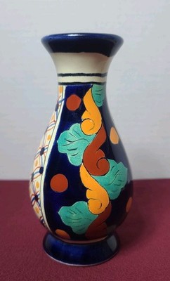 Vase Multi-colored Hand Crafted Artisan Garay Mexico Talavera 6.5'' Glased Signed