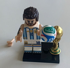 LEGO Messi #10 Argentina Football Player Minifigure w/ Ball & Trophy Sports 