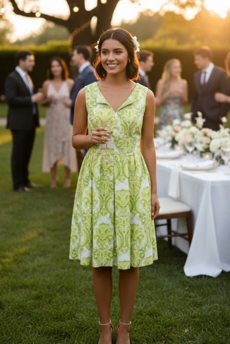 Teri Jon Green Dress Floral Embroidered Tulle Elbow Sleeve Gown