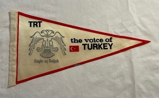 Vintage TRT The Voice of Turkey Eagle of Seljuk 11.5" QSL Radio Pennant