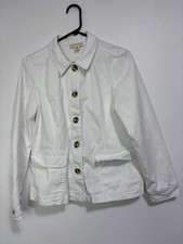 Appleseed's Medium Women Blazer Jacket Lightweight White Button Front Pockets