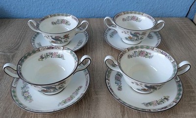  3x Suppentasse+ Unterteller Wedgwood Bone China (Kutani Crane) 
