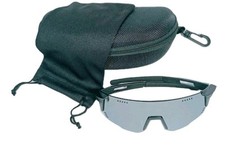 Men's Shield Wrap Sunglasses With Flexible Black Frame And Silver Mirror Lenses