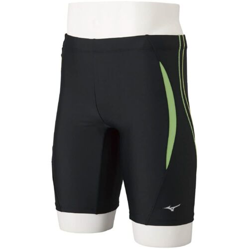 MIZUNO N2JB1112 Men´s Swimsuit Half Spats Inseam 21cm Black x Light Green XL NEW