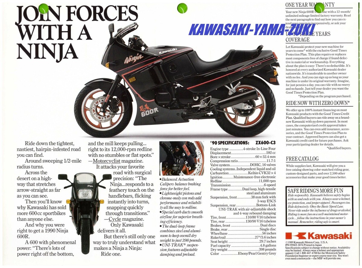 1990 600R Ninja ZX600-C3 Kawasaki Sales Brochure [OEM 1990 600R Ninja ZX600-C3 Kawasaki Sales Brochure [OEM
