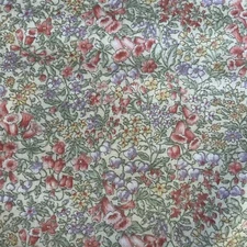 Tiny Miniature Dainty Coral Yellow Purple Floral Flowers Joan Kessler 1.5 Yards