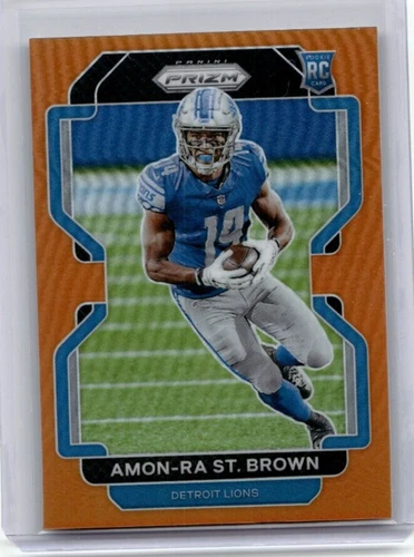 2021 Panini Prizm Football Amon-Ra St. Brown LIONS #358 RC Orange /249