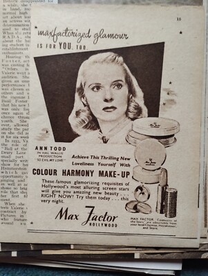 Sk100 Ephemera 50er Jahre Filmwerbung Ert Max Factor Ann Todd
