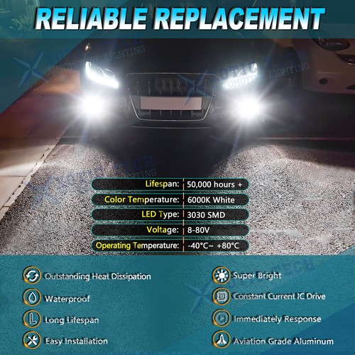 White LED High Beam DRL Fog Light Bulbs pkg For Lexus IS250 IS350 IS F 2010-2015 - Picture 5 of 12