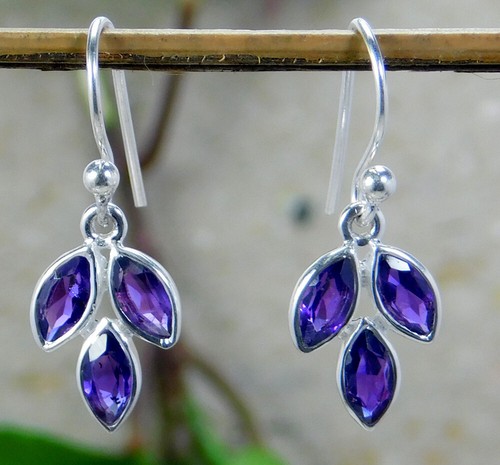 Orecchini in argento ametista, pendenti a goccia viola sfaccettati gioielli i... - Foto 11 di 37