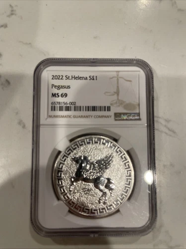 2022 £1 St.Helena "Jennie Norris" Silver Pegasus NGC MS69