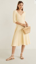 Mango Small ribbed midi Elegant & Casual Spring, Summer Winter Yellow Dress
