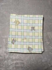 Butterfly Square Blue Green Squares Soft Flannel Baby Receiving Blanket 28"x29"