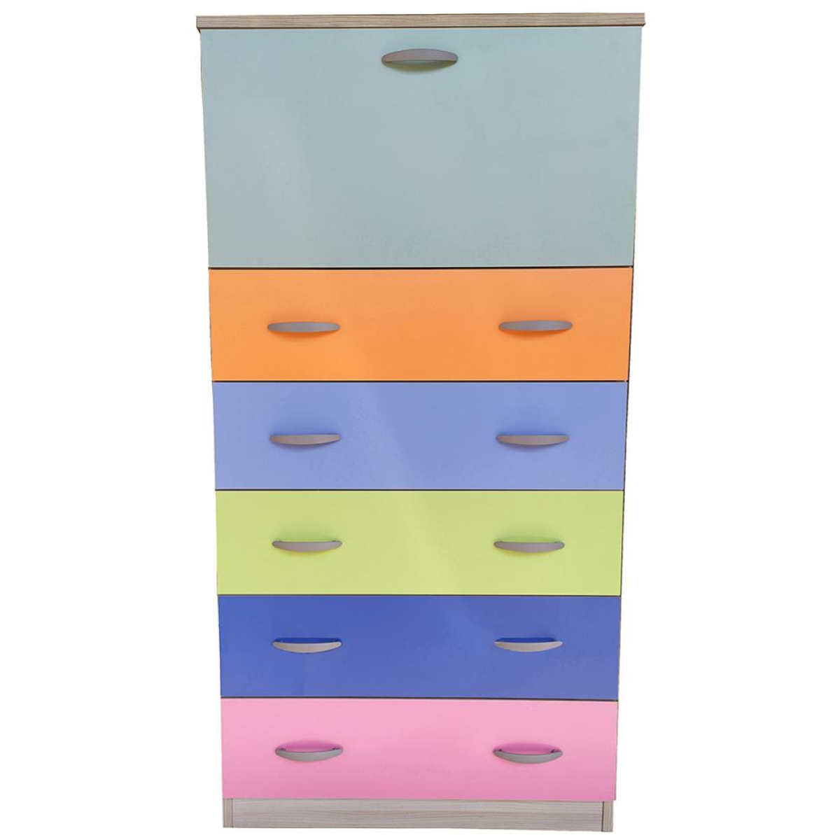Cassettiera settimino mobile MULTICOLOR 1 ribalta 5 cassetti in legno