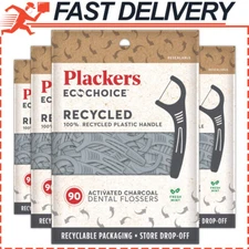 Plackers Ecochoice Activated Charcoal Recycled Dental Flossers, BPA-Free, 90 ct