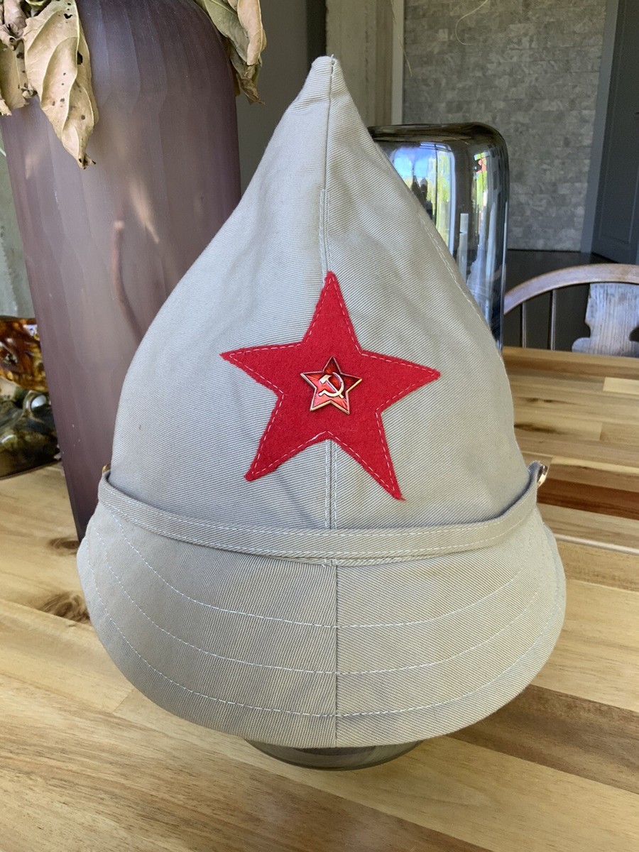 軍帽 Soviet Red Army Military Visor Summer Khaki Hat/Cap Budenovka