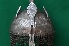 Vintage Decorative Mughal Islamic Iron Engraved Helmet Khula Khud Armor Chainmal