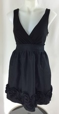 Max and Cleo Womens Dress Black Empire Waist Tea Ruffle Knee Length Size 2