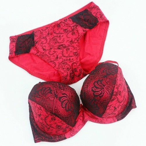 Womens Sexy Lace Floral Ladies Underwear Padded Bra Set Panties Knickers BCD/DDE - Picture 16 of 20