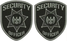 Security Officer 2 Emb Patches 3.75x4.5 Velcr@ On back gray On Black