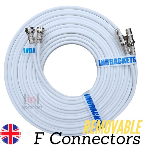 Sky Cable Extension Twin Coax F plugs Q Satellite coaxial lead Shotgun inc Clips - Picture 9 of 10