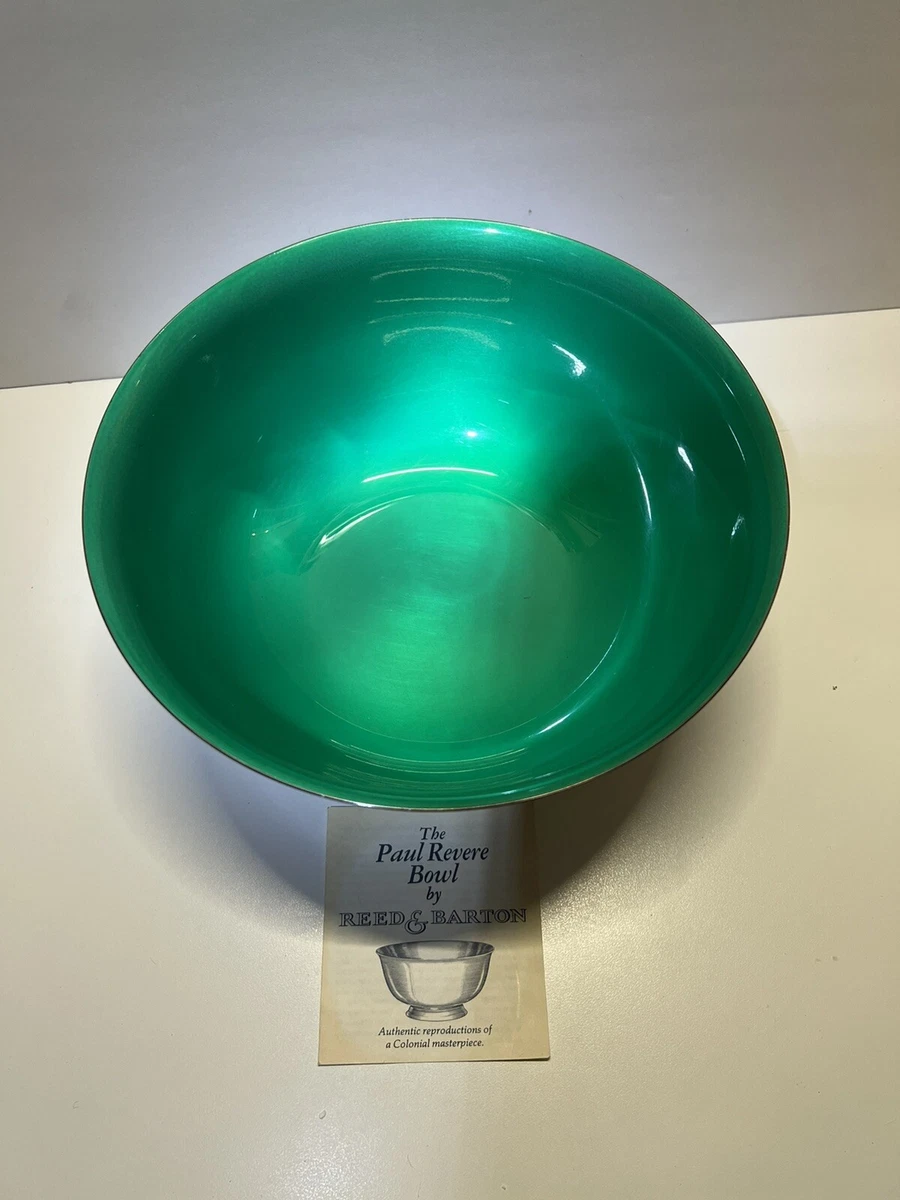 Vintage Reed Barton 105 Silver Turquoise green Enamel Lined Bowl 9
