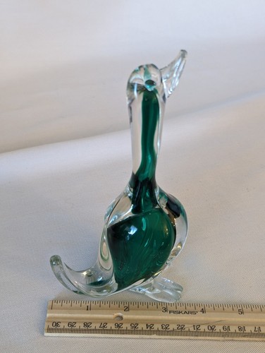 "De colección Murano Italia pato de vidrio verde esmeralda interior estatuilla transparente estatua 7" - Imagen 11 de 11