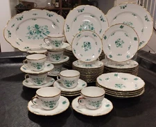 Winterling Porcelain Meissen Jade Green Dinner Set for 8-12 People, Plates, etc.