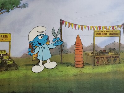 Hanna Barbera Original 1980er Vintage TV SCHLÜMPFE Animation Kunst Produktion Cel #298