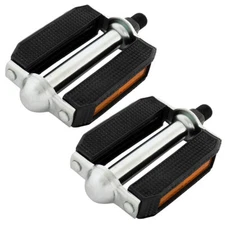 WESTWIND Vintage Style Square Bicycle Block PVC Cruiser Pedals 1/2" Black/Chrome