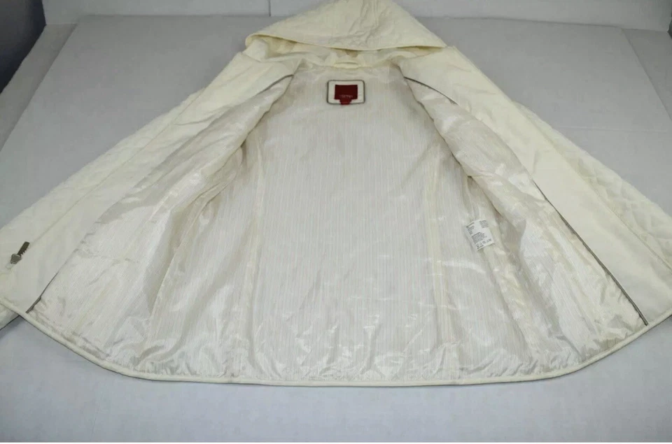 Chaqueta Esprit De Colección Años 90 Marfil Brillo Acolchada Exterior Forrada Chaqueta con Capucha Talla S/M Foto 3 de 4