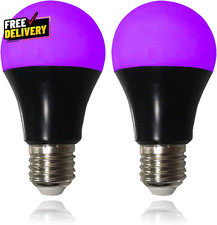 UV LED Black Light Bulbs 2 Pack A19 E26 8W Blacklight Bulb for Glow in the Dark