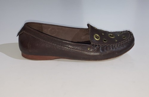 Bernardo Mokassinnaht Loafer Damen 6,5 M Nieten Braun Leder Komfort Flats