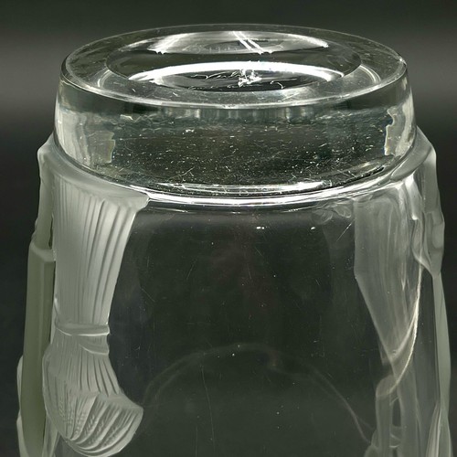 Verlys Art Deco Crystal Glass Vase Signed Carl Schmitz Dated 1940 Raised Seasons - Picture 17 of 22
