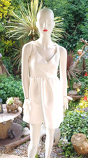 ZARA White Floral Inlay Open Back Fit & Flare Sleeveless Dress [EUR S]