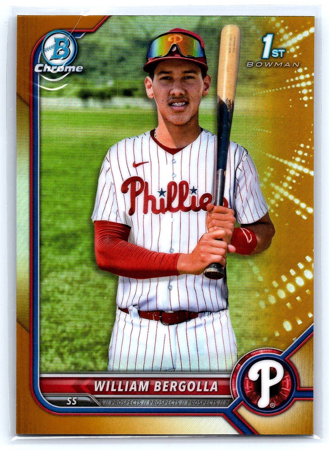 2022 Bowman Chrome #/50 SP 1st Gold Refractor #BCP-159 William Bergolla Phillies